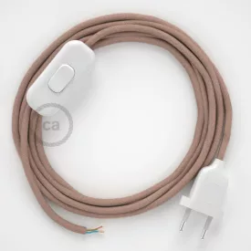   Creative Cables textil lámpakábel Lámpakábel, RD71 ódon rózsaszín cikkcakkos pamut és természetes lenvászon 1,80 CABBTORD71