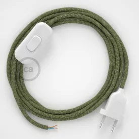   Creative Cables textil lámpakábel Lámpakábel, RD72 kakukkfű zöld csíkos pamut és természetes lenvászon 1,80 CABBTORD72