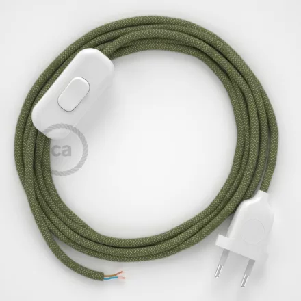 Creative Cables textil lámpakábel Lámpakábel, RD72 kakukkfű zöld csíkos pamut és természetes lenvászon 1,80 CABBTORD72