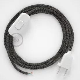   Creative Cables textil lámpakábel Lámpakábel, RD74 antracit cikkcakk pamut és természetes lenvászon 1,80 m. CABBTORD74