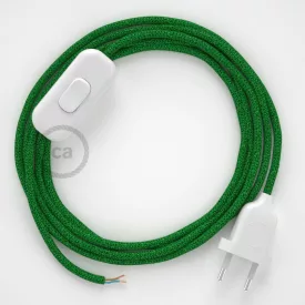   Creative Cables textil lámpakábel Lámpakábel, RL06 csillogó zöld műselyem 1,80 m. Ki a kapcsoló CABBTORL06