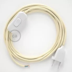   Creative Cables textil lámpakábel Lámpakábel, RM00 elefántcsont műselyem 1,80 m. Ki a kapcsoló és CABBTORM00