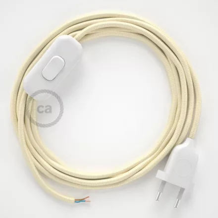 Creative Cables textil lámpakábel Lámpakábel, RM00 elefántcsont műselyem 1,80 m. Ki a kapcsoló és CABBTORM00