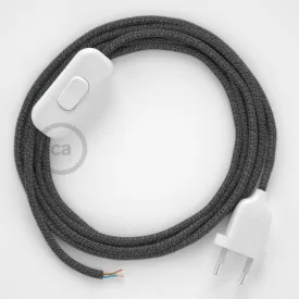  Creative Cables textil lámpakábel Lámpakábel, RS81 fekete pamut és természetes lenvászon 1,80 m. Ki CABBTORS81