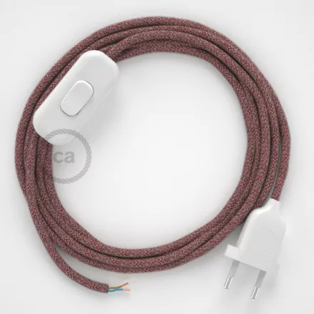 Creative Cables textil lámpakábel Lámpakábel, RS83 piros pamut és természetes lenvászon 1,80 m. Ki CABBTORS83