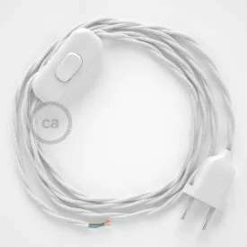   Creative Cables textil lámpakábel Lámpakábel, TC01 fehér pamut 1,80 m. Ki a kapcsoló és CABBTOTC01