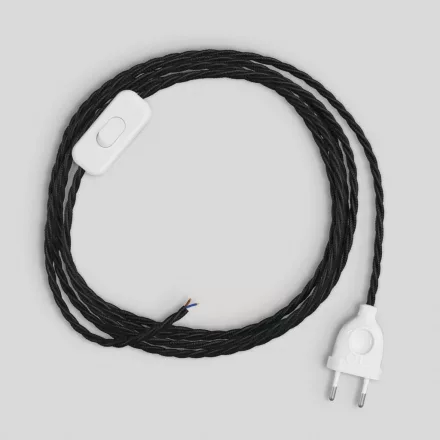 Creative Cables lámpakábel Lámpa vezetékezése fekete fonott kábellel 1,80 m CABBTOTC04