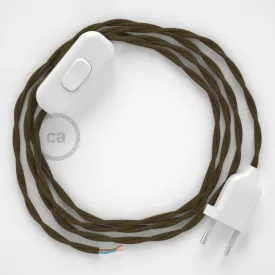   Creative Cables textil lámpakábel Lámpakábel, TC13 barna pamut 1,80 m. Ki a kapcsoló és CABBTOTC13