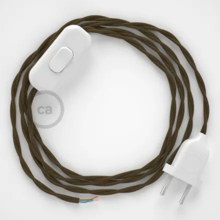 Creative Cables textil lámpakábel Lámpakábel, TC13 barna pamut 1,80 m. Ki a kapcsoló és CABBTOTC13