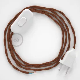   Creative Cables textil lámpakábel Lámpakábel, TC23 őzbarna pamut 1,80 m. Ki a kapcsoló és CABBTOTC23
