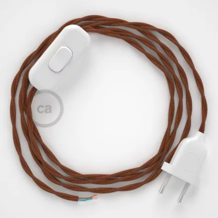 Creative Cables textil lámpakábel Lámpakábel, TC23 őzbarna pamut 1,80 m. Ki a kapcsoló és CABBTOTC23