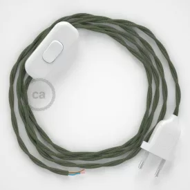   Creative Cables textil lámpakábel Lámpakábel, TC63 zöld-szürke pamut 1,80 m. Ki a kapcsoló és CABBTOTC63