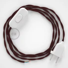   Creative Cables textil lámpakábel Lámpakábel, TM19 bordó műselyem 1,80 m. Ki a kapcsoló és CABBTOTM19