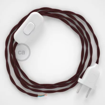 Creative Cables textil lámpakábel Lámpakábel, TM19 bordó műselyem 1,80 m. Ki a kapcsoló és CABBTOTM19