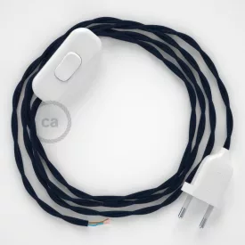   Creative Cables textil lámpakábel Lámpakábel, TM20 sötétkék műselyem 1,80 m. Ki a kapcsoló és CABBTOTM20