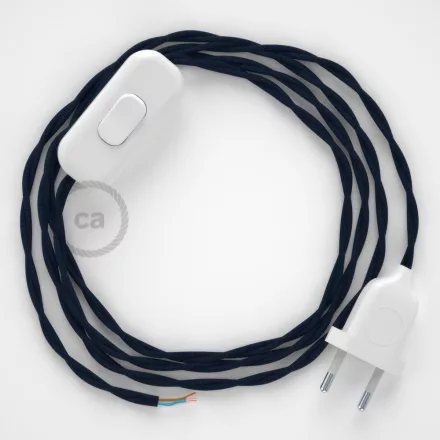 Creative Cables textil lámpakábel Lámpakábel, TM20 sötétkék műselyem 1,80 m. Ki a kapcsoló és CABBTOTM20