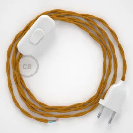   Creative Cables textil lámpakábel Lámpakábel, TM25 mustársárga műselyem 1,80 m. Ki a kapcsoló és CABBTOTM25