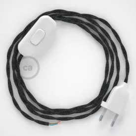   Creative Cables textil lámpakábel Lámpakábel, TN03 antracit természetes lenvászon 1,80 m. Ki a kapcsoló CABBTOTN03