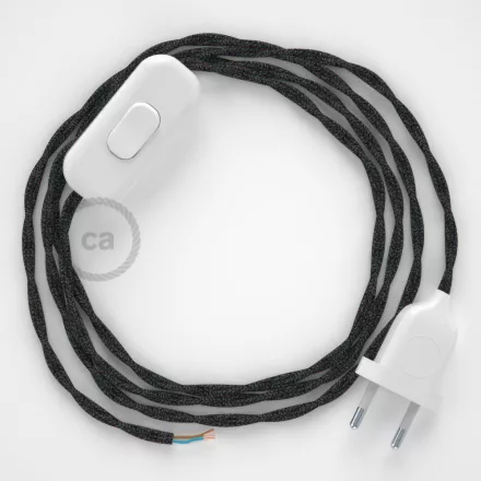 Creative Cables textil lámpakábel Lámpakábel, TN03 antracit természetes lenvászon 1,80 m. Ki a kapcsoló CABBTOTN03