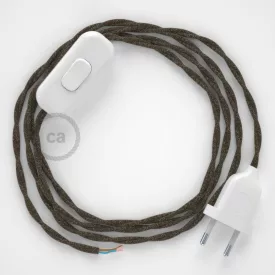   Creative Cables textil lámpakábel Lámpakábel, TN04 barna természetes lenvászon 1,80 m. Ki a kapcsoló CABBTOTN04