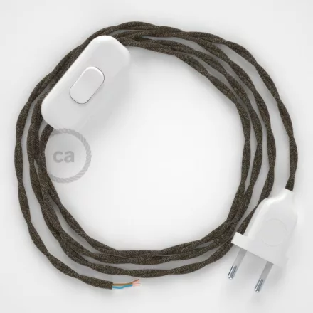 Creative Cables textil lámpakábel Lámpakábel, TN04 barna természetes lenvászon 1,80 m. Ki a kapcsoló CABBTOTN04
