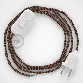   Creative Cables kapcsoló Lámpakábel, TZ22 fekete és whisky rayon 1,80 m. Ki a CABBTOTZ22