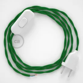   Creative Cables textil lámpakábel Lámpakábel, TM06 zöld műselyem 1,80 m. Ki a kapcsoló és CABBTR002