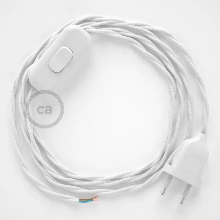 Creative Cables textil lámpakábel Lámpakábel, TM01 fehér műselyem 1,80 m. Ki a kapcsoló és CABBTR003