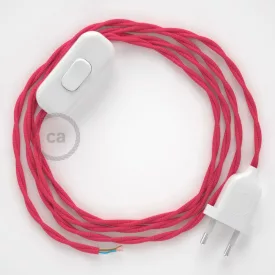   Creative Cables textil lámpakábel Lámpakábel, TM08 fukszia műselyem 1,80 m. Ki a kapcsoló és CABBTR006