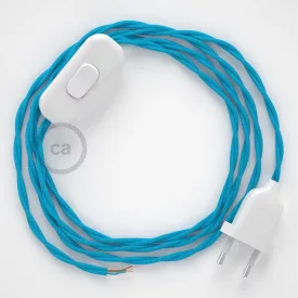   Creative Cables textil lámpakábel Lámpakábel, TM11 türkiz műselyem 1,80 m. Ki a kapcsoló és CABBTR009