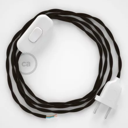 Creative Cables textil lámpakábel Lámpakábel, TM13 barna műselyem 1,80 m. Ki a kapcsoló és CABBTR011