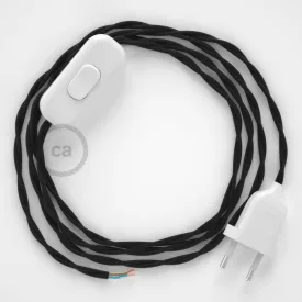   Creative Cables textil lámpakábel Lámpakábel, TM04 fekete műselyem 1,80 m. Ki a kapcsoló és CABBTR012