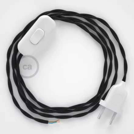Creative Cables textil lámpakábel Lámpakábel, TM04 fekete műselyem 1,80 m. Ki a kapcsoló és CABBTR012