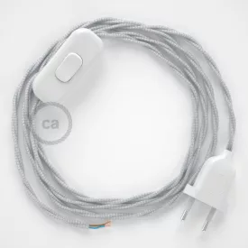   Creative Cables textil lámpakábel Lámpakábel, TM02 ezüst műselyem 1,80 m. Ki a kapcsoló és CABBTRARG