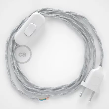 Creative Cables textil lámpakábel Lámpakábel, TM02 ezüst műselyem 1,80 m. Ki a kapcsoló és CABBTRARG