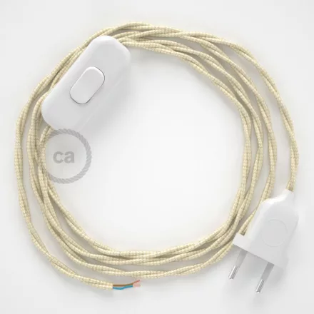 Creative Cables textil lámpakábel Lámpakábel, TM00 elefántcsont műselyem 1,80 m. Ki a kapcsoló és CABBTRAVO