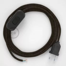   Creative Cables textil lámpakábel Lámpakábel, RN04 barna természetes lenvászon 1,80 m. Ki a kapcsoló CABNRN04