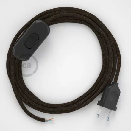 Creative Cables textil lámpakábel Lámpakábel, RN04 barna természetes lenvászon 1,80 m. Ki a kapcsoló CABNRN04