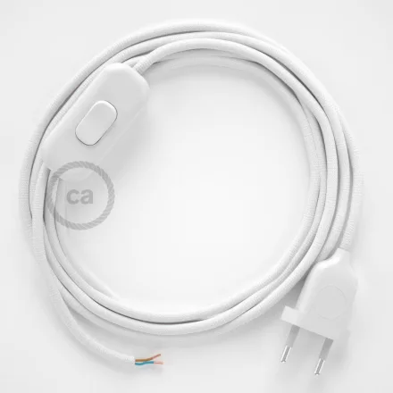 Creative Cables textil lámpakábel Lámpakábel, RM01 fehér műselyem 1,80 m. Ki a kapcsoló és CABNTO053