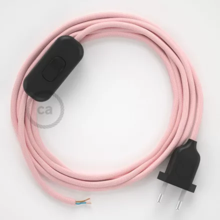 Creative Cables kapcsoló Lámpakábel, RM16 babarózsaszín rayon 1,80 m. Ki a kapcsoló és CABNTO070