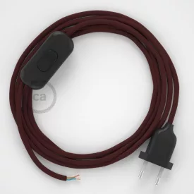   Creative Cables textil lámpakábel Lámpakábel, RM19 bordó műselyem 1,80 m. Ki a kapcsoló és CABNTO073