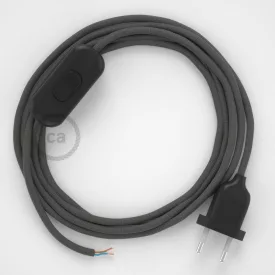   Creative Cables textil lámpakábel Lámpakábel, RM03 szürke műselyem 1,80 m. Ki a kapcsoló és CABNTO074