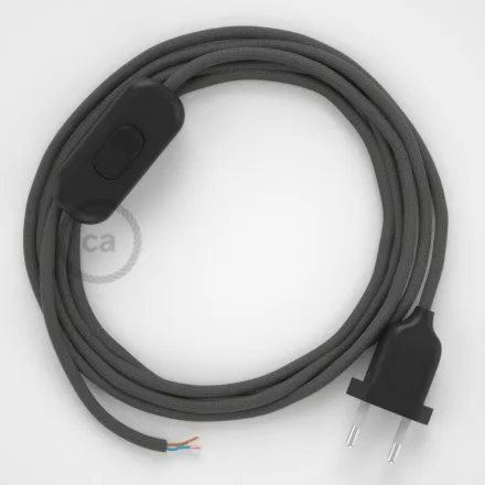 Creative Cables textil lámpakábel Lámpakábel, RM03 szürke műselyem 1,80 m. Ki a kapcsoló és CABNTO074