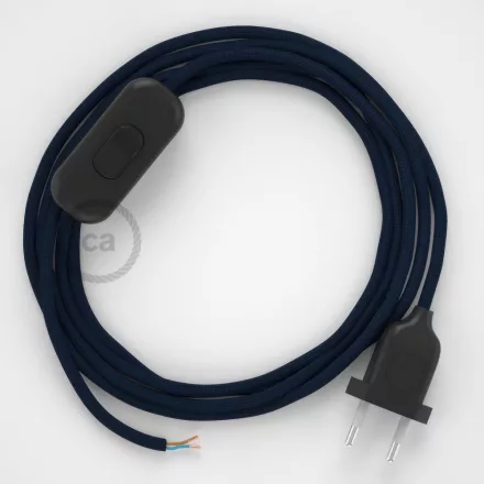 Creative Cables kapcsoló Lámpakábel, RM20 sötétkék rayon 1,80 m. Ki a kapcsoló és CABNTO075