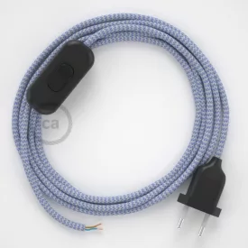   Creative Cables textil lámpakábel Lámpakábel, RZ07 lila cikcakkos műselyem 1,80 m. Ki a kapcsoló CABNTO104