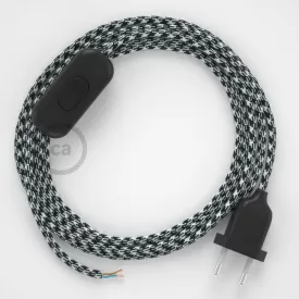   Creative Cables kapcsoló Lámpakábel, RP04 fehér-fekete kéttónusú rayon 1,80 m. Ki a kapcsoló CABNTO212