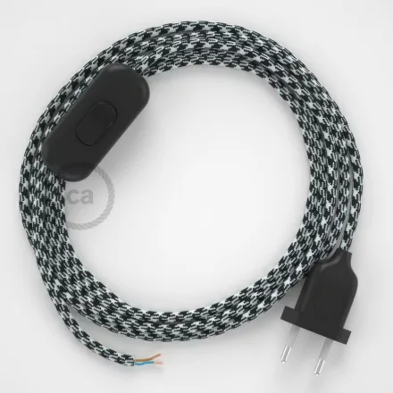 Creative Cables kapcsoló Lámpakábel, RP04 fehér-fekete kéttónusú rayon 1,80 m. Ki a kapcsoló CABNTO212