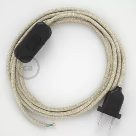   Creative Cables textil lámpakábel Lámpakábel, RN01 semleges természetes lenvászon 1,80 m. Ki a kapcsoló CABNTO401