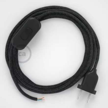 Creative Cables textil lámpakábel Lámpakábel, RN03 antracit természetes lenvászon 1,80 m. Ki a kapcsoló CABNTO403