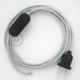   Creative Cables kapcsoló Lámpakábel, RL01 szikrázó fehér rayon 1,80 m. Ki a kapcsoló CABNTO452